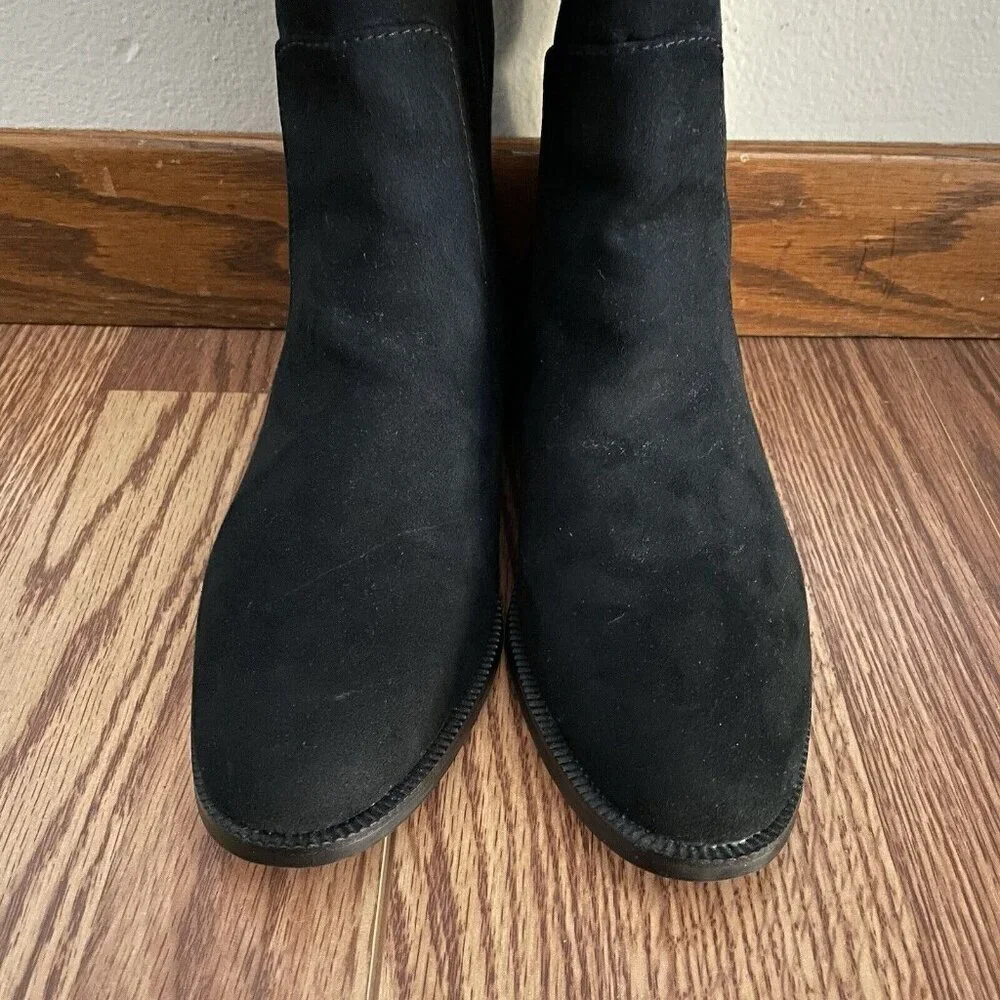J.Crew Factory Women Size 7 Black Faux Microsuede Classic Over-the-knee Boots